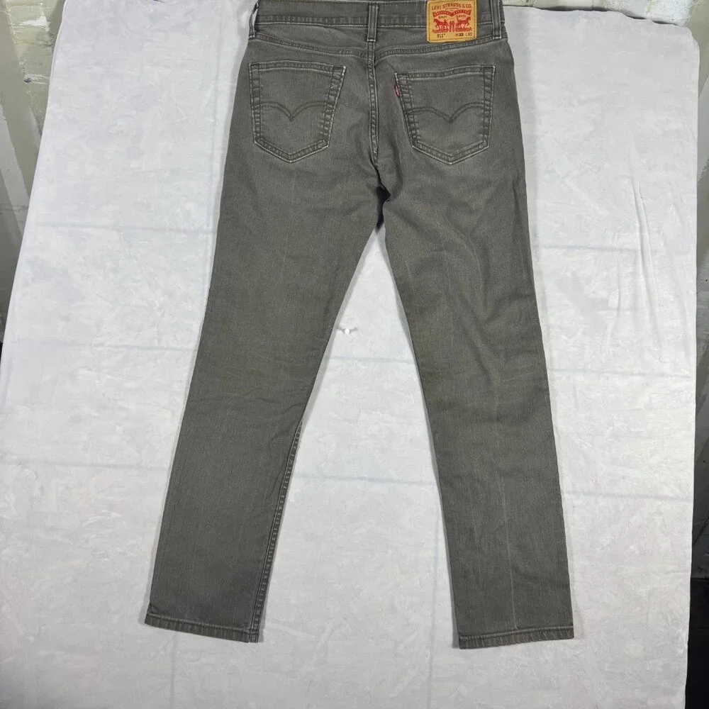 Levi's 511 Men's Straight Leg Jeans Charcoal Gray Denim Zip Fly 5-Pocket W33 L32